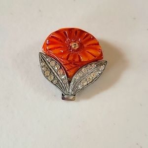 Antique Vintage Rhinestone Celluloid Scarf Clip Pendant